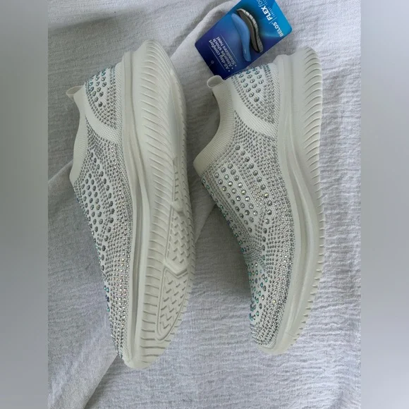 Belos White Rhinestone Slip-On Sneakers Size 8.5 - Picture 9 of 13